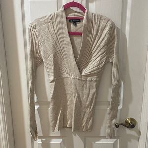 INC International Concepts Cream V-Neck Sweater